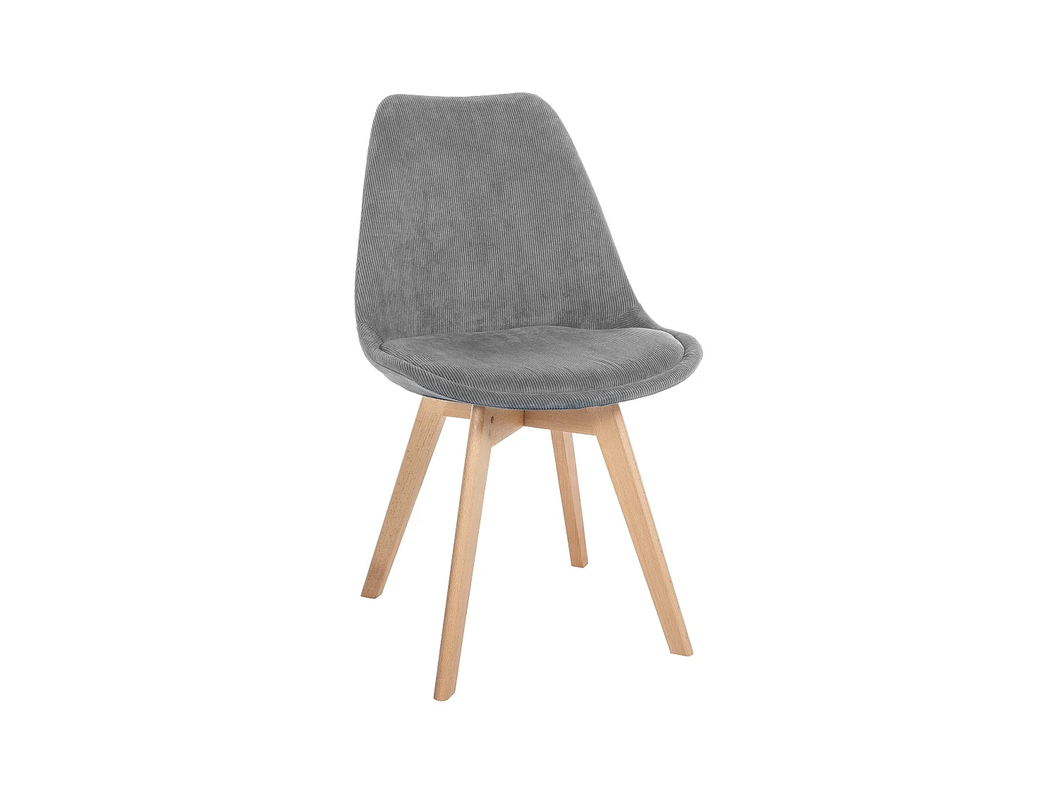 Silla de comedor diseño escandinavo marco robusto de cuatro patas pana gris M10_003325