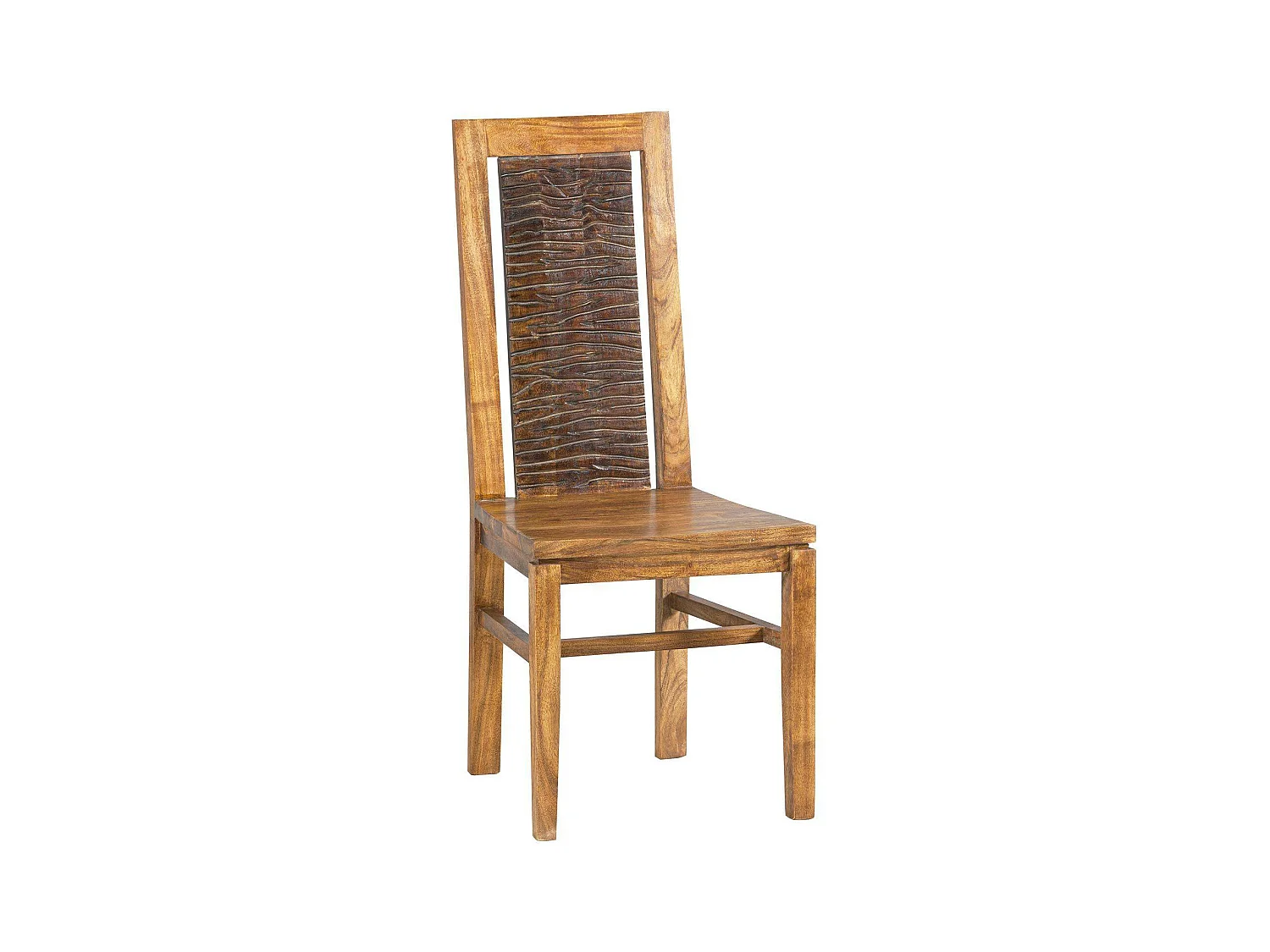 Chaise bois sculpté bicolore "Acacia Maya"
