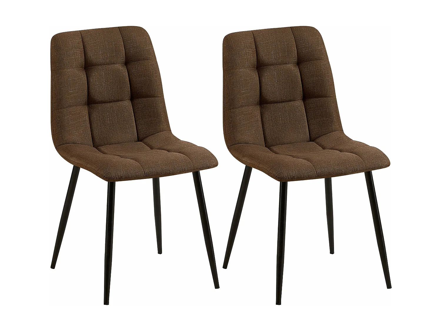 Set de dos sillas de comedor bordado decorativo en forma de cuadros terciopelo marrón y metal M10_001857