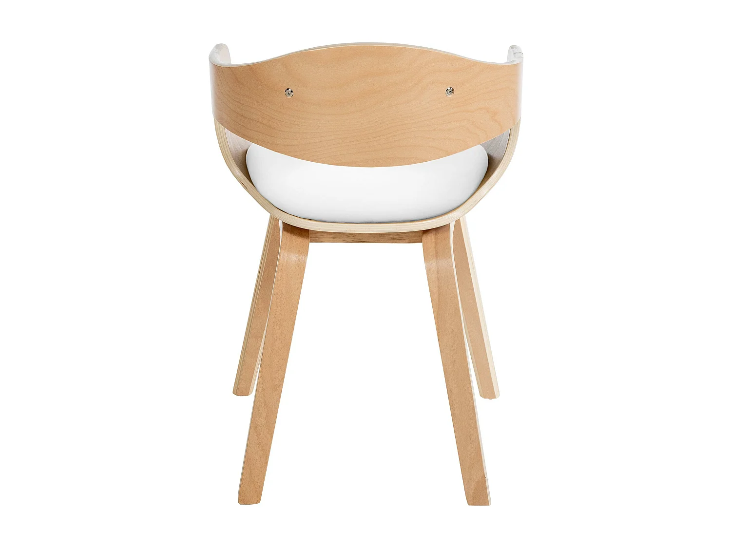 Silla de comedor visita oficina diseño retro natural polipiel blanco y madera M10_003243