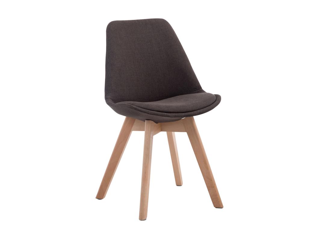 Silla de comedor estilo escandinavo tela gris oscuro pie madera color claro M10_002030