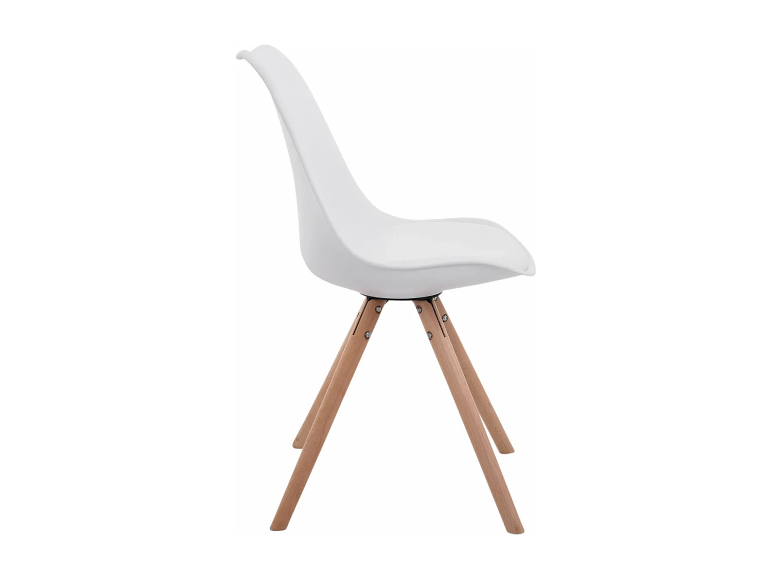 Juego de 4 sillas de comedor estilo escandinavo polipiel blanco pie redondo madera claro M10_001792