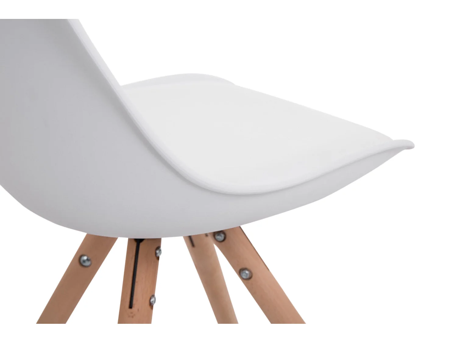 Juego de 4 sillas de comedor estilo escandinavo polipiel blanco pie redondo madera claro M10_001792