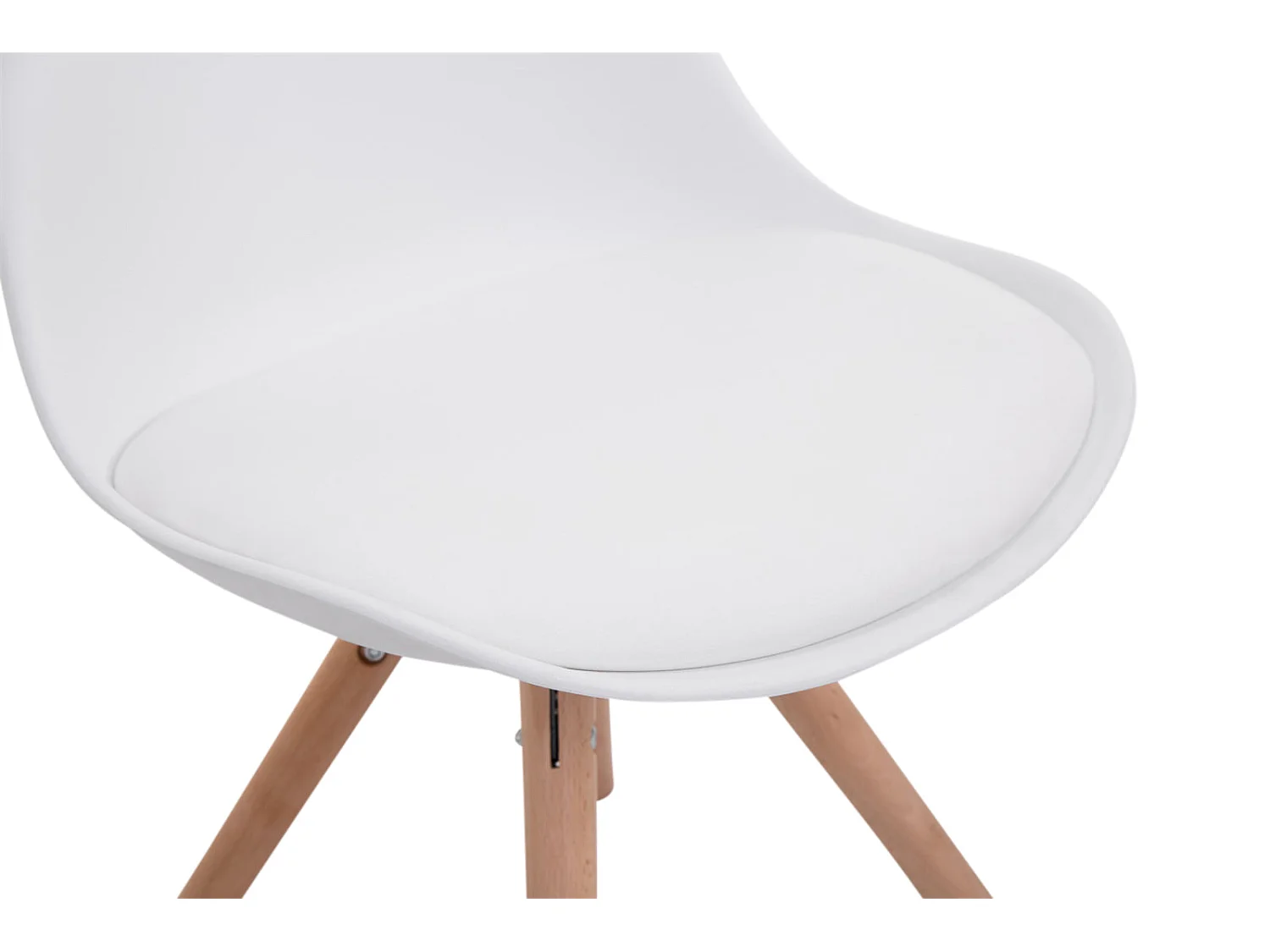 Juego de 4 sillas de comedor estilo escandinavo polipiel blanco pie redondo madera claro M10_001792
