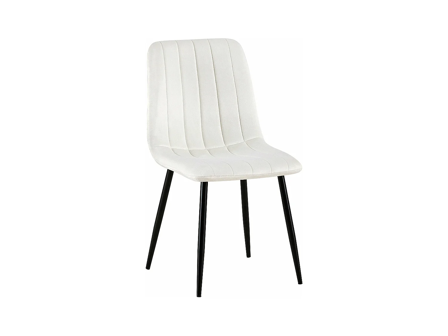 Silla de comedor costuras decorativas en terciopelo blanco base metal negro M10_002080