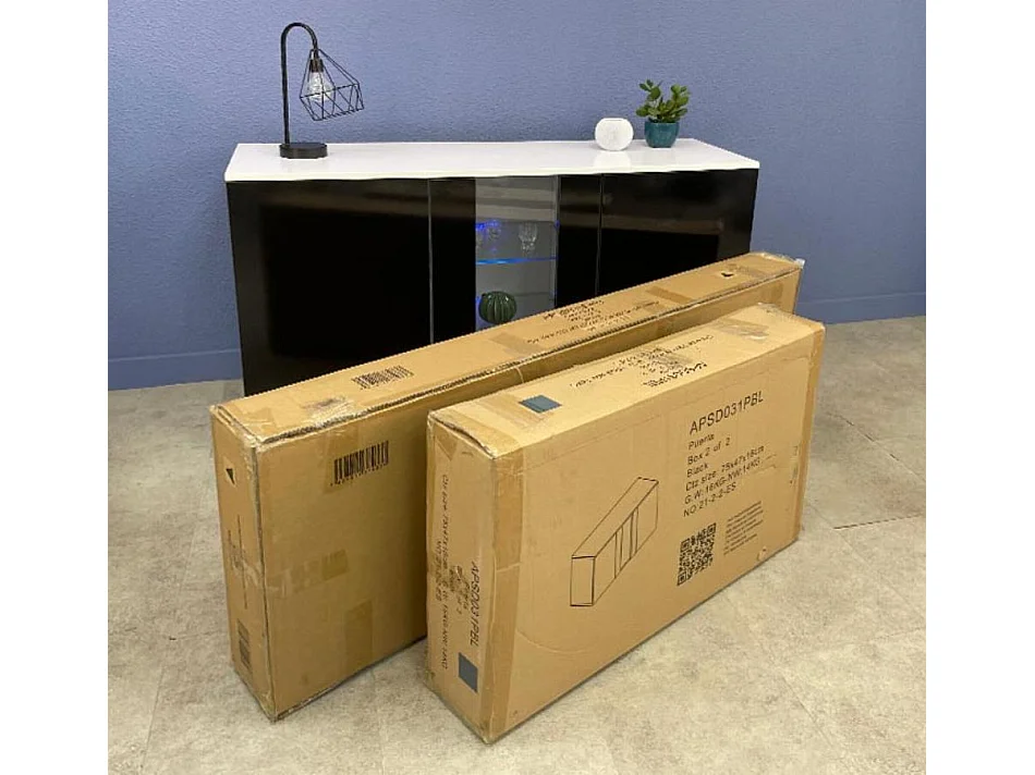 Aparador para Salón comedor en Negro con LED 120x40x72cm Luke A1