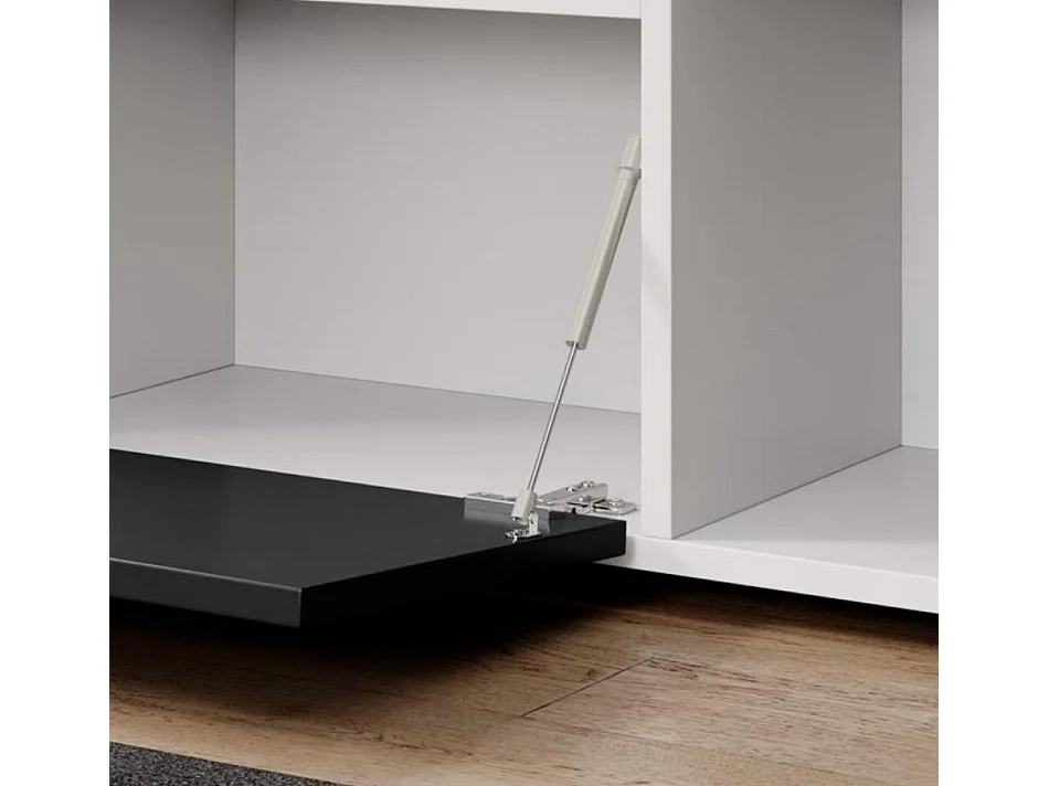 Bahut Buffet pour Salon Salle à manger en Blanc et Noir avec LED 135x34x73cm Sefora