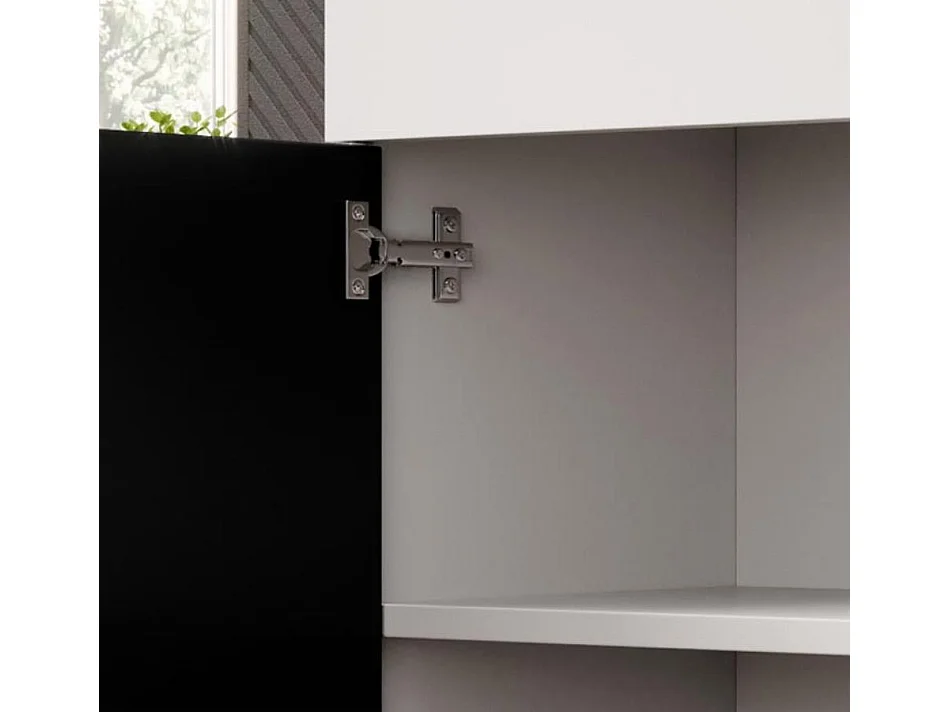 Bahut Buffet pour Salon Salle à manger en Blanc et Noir avec LED 135x34x73cm Sefora