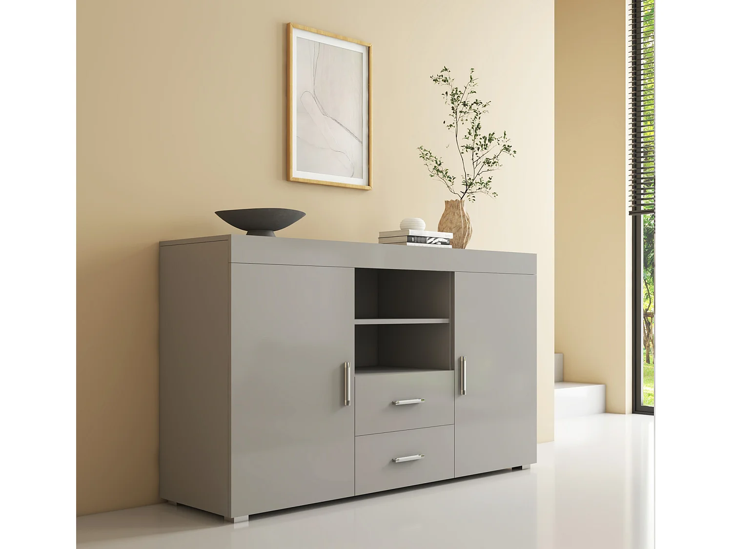 Aparador para Salón comedor en Gris 140x40x80cm Roque