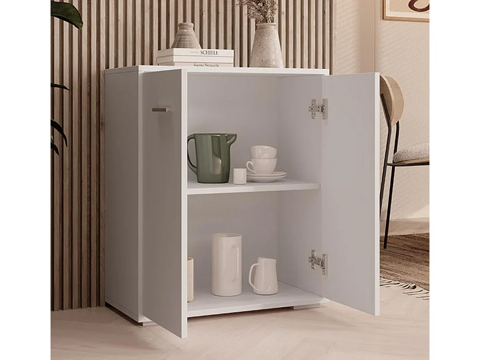 Bahut Buffet bas pour Salon Salle à manger en Blanc 60x30x71cm Lander L2