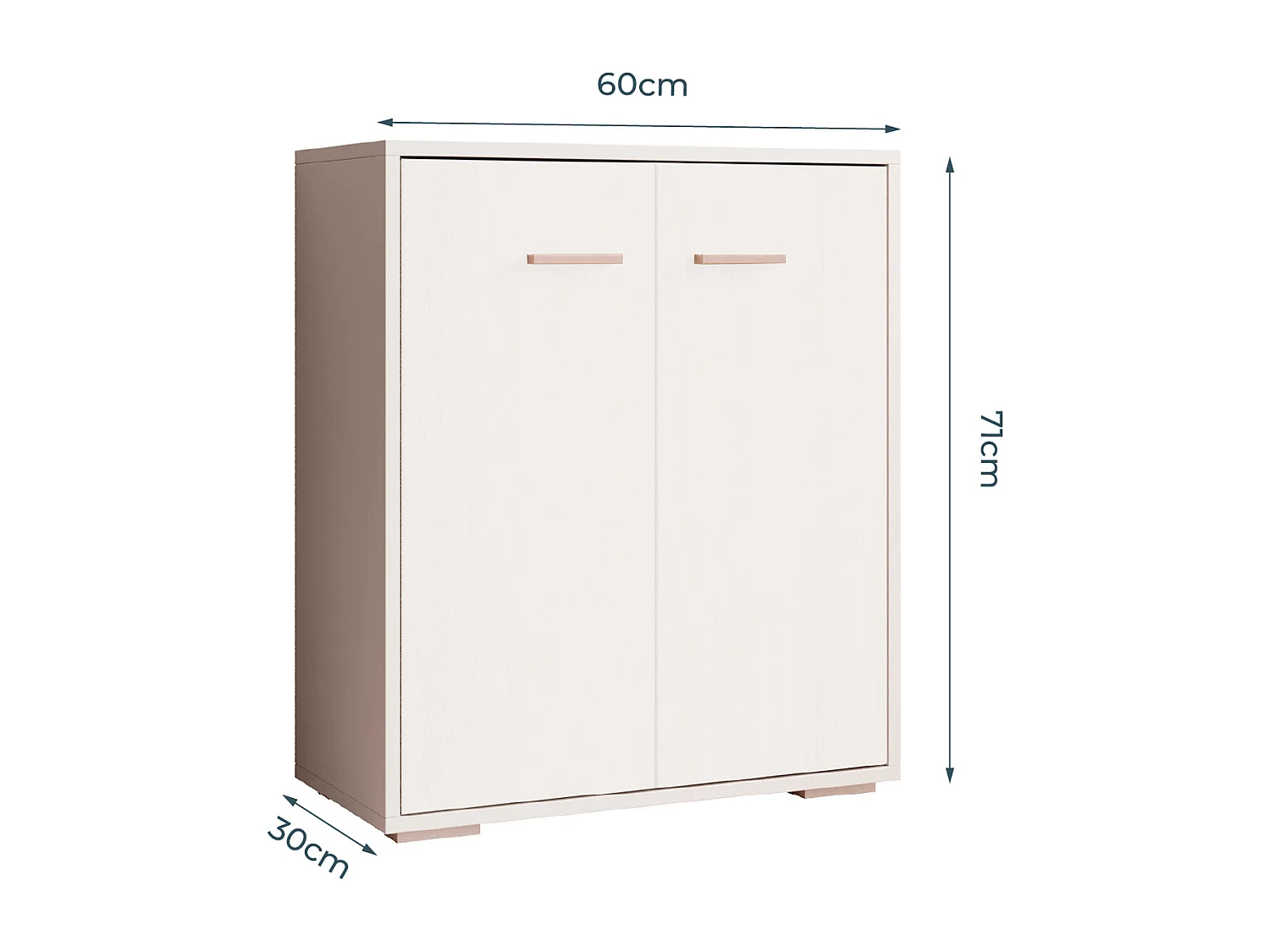 Bahut Buffet bas pour Salon Salle à manger en Blanc 60x30x71cm Lander L2