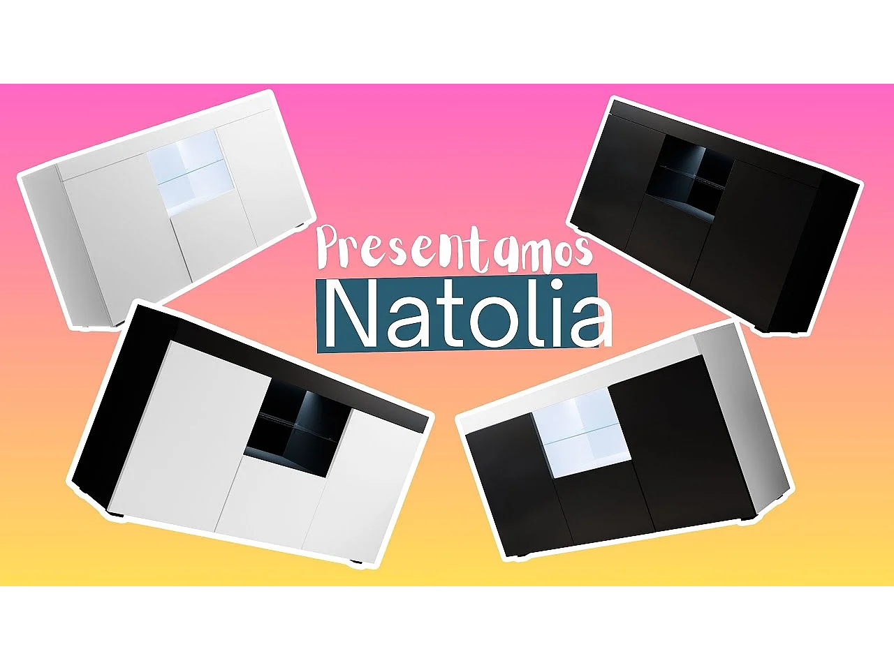 Bahut Buffet pour Salon Salle à manger en Blanc et Sonoma avec LED 150x40x80cm Natolia