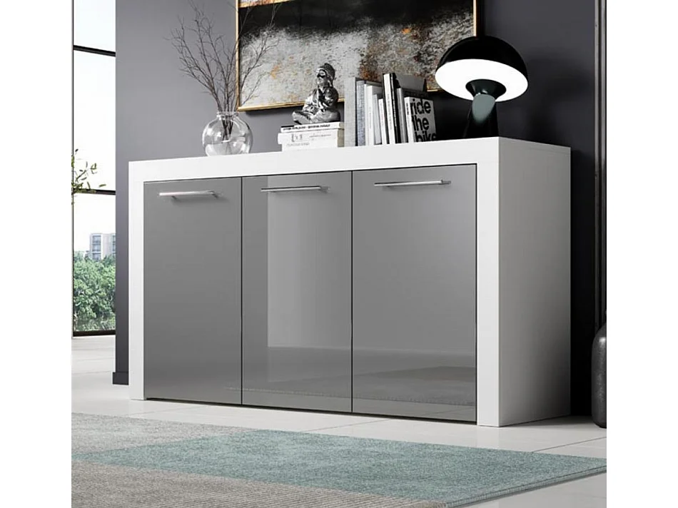 Aparador para Salón comedor en Blanco y Gris 144x42x80cm Nelia