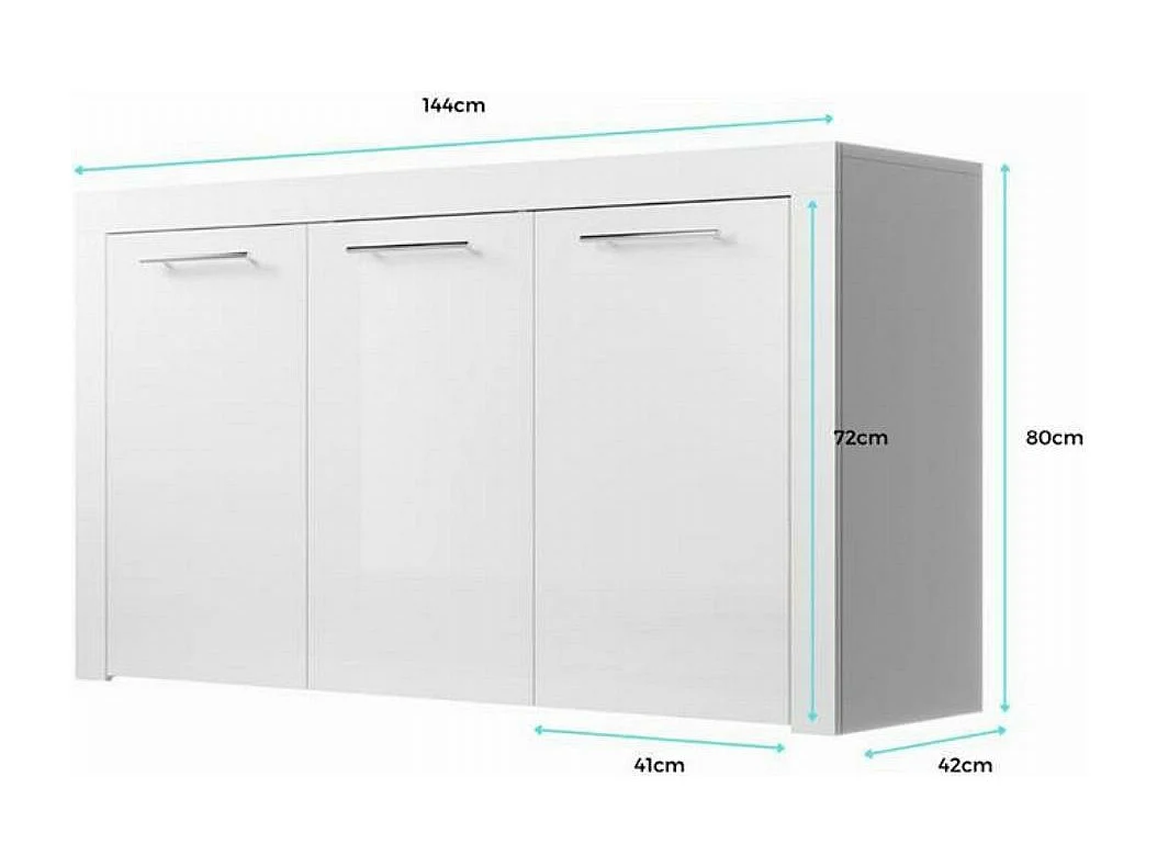 Aparador para Salón comedor en Blanco y Gris 144x42x80cm Nelia