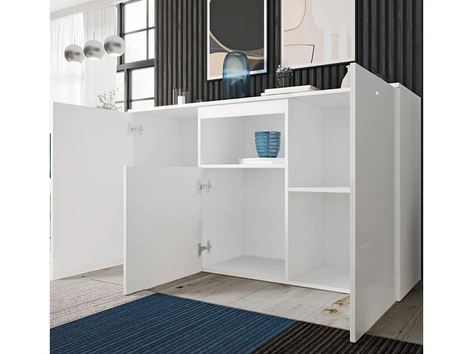 Bahut Buffet pour Salon Salle à manger en Blanc 140x40x80cm Nevada