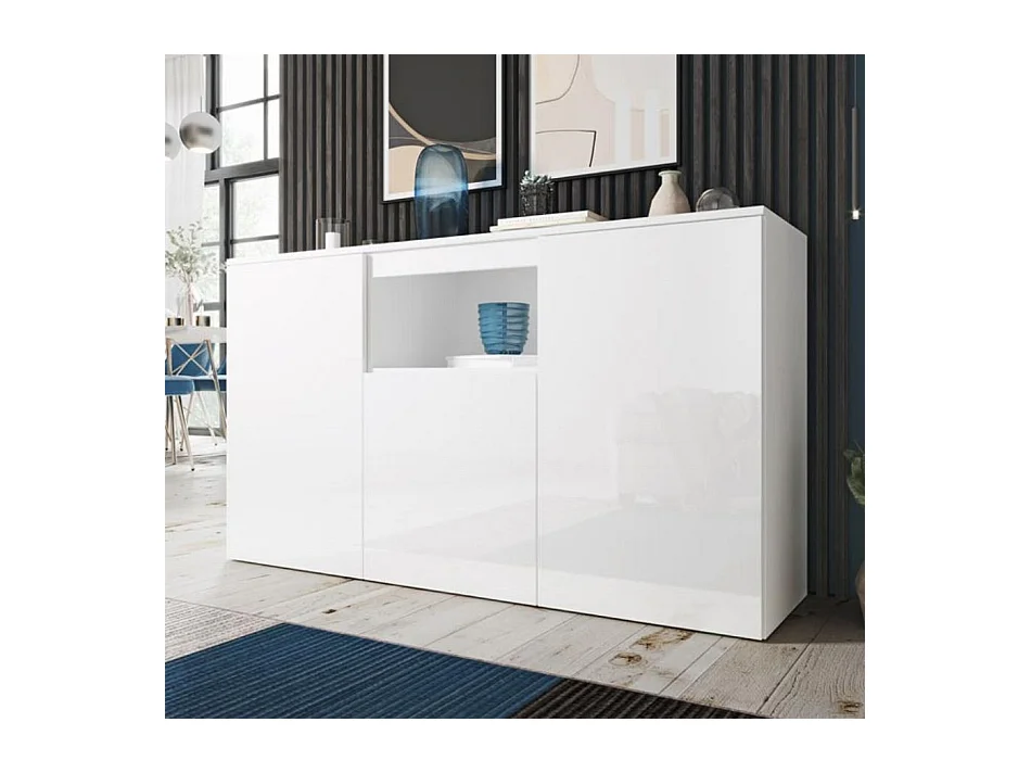 Bahut Buffet pour Salon Salle à manger en Blanc 140x40x80cm Nevada
