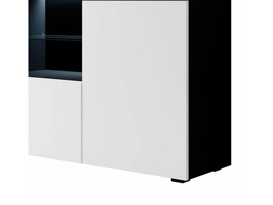 Aparador para Salón comedor en Negro y Blanco con LED 150x40x80cm Natolia
