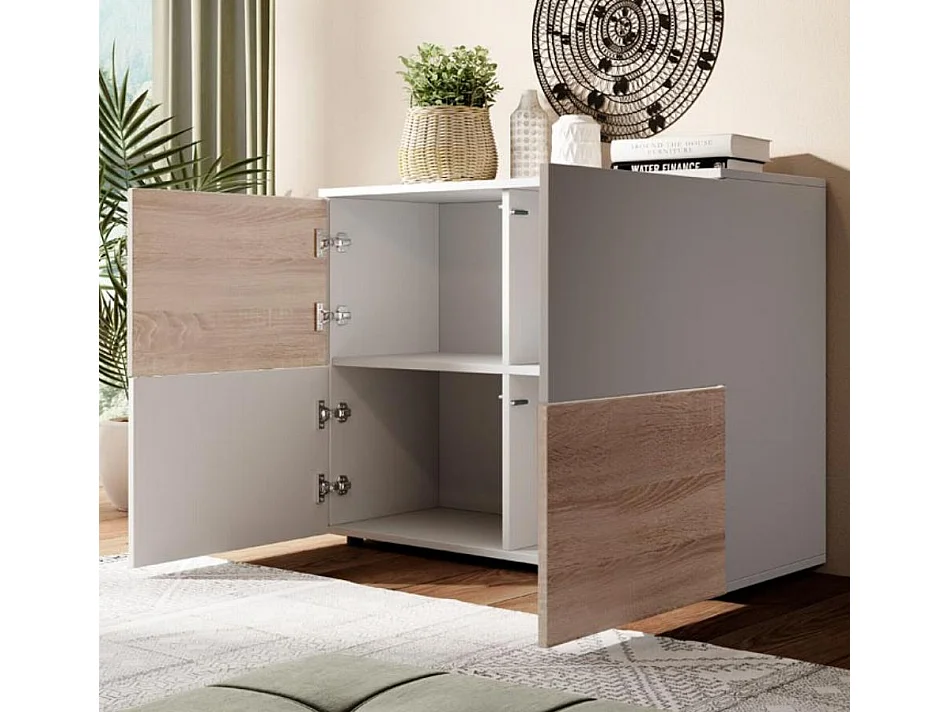 Aparador para Salón comedor en Blanco y Sonoma 90x34x68cm Zoel