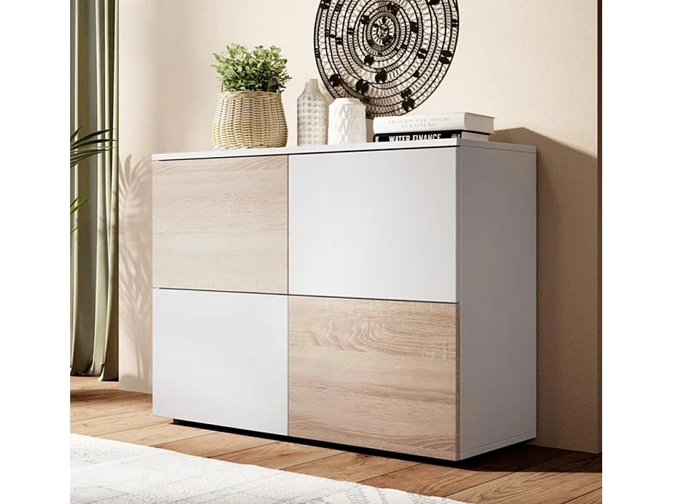 Aparador para Salón comedor en Blanco y Sonoma 90x34x68cm Zoel