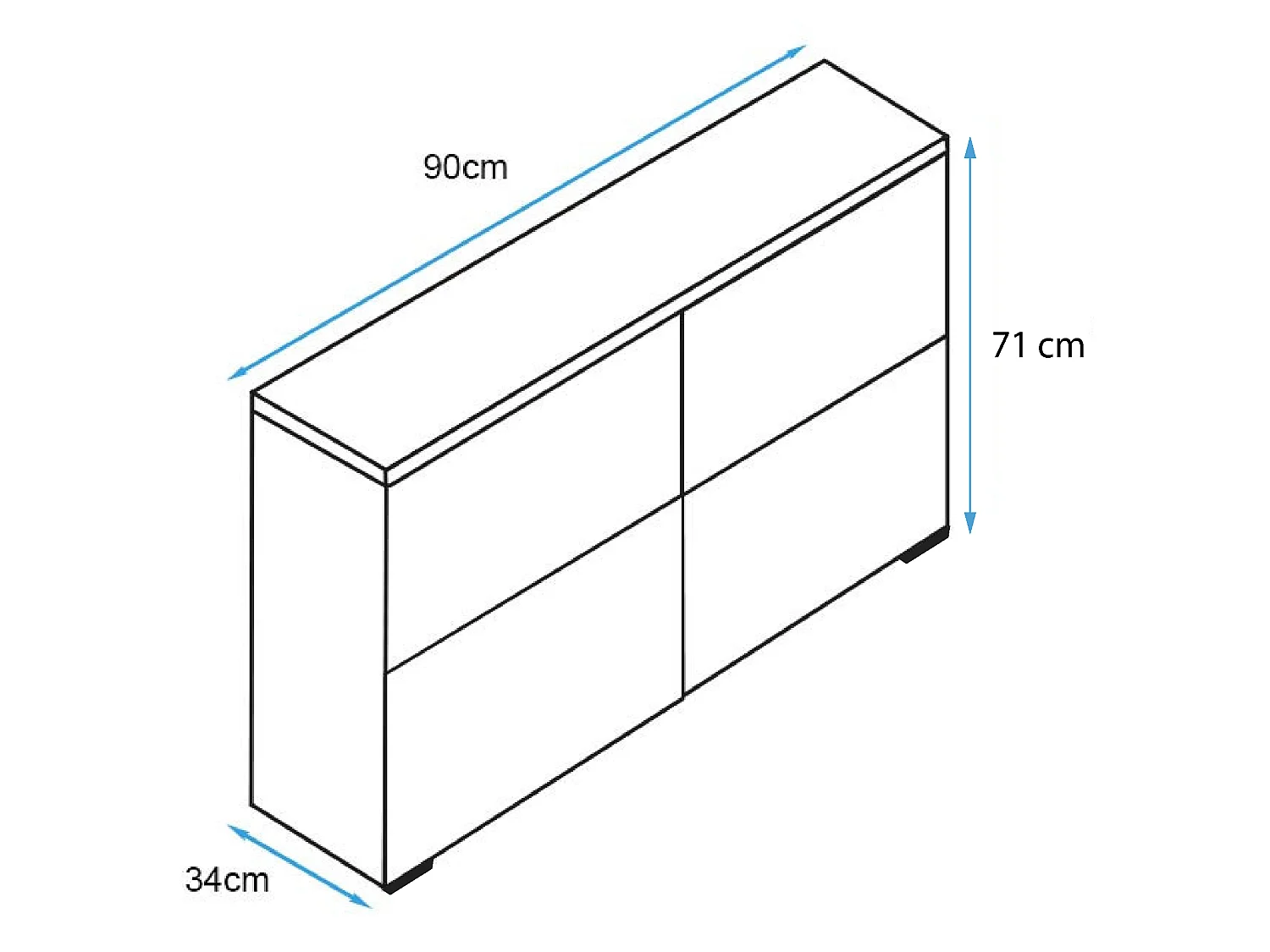 Aparador para Salón comedor en Blanco y Sonoma 90x34x68cm Zoel