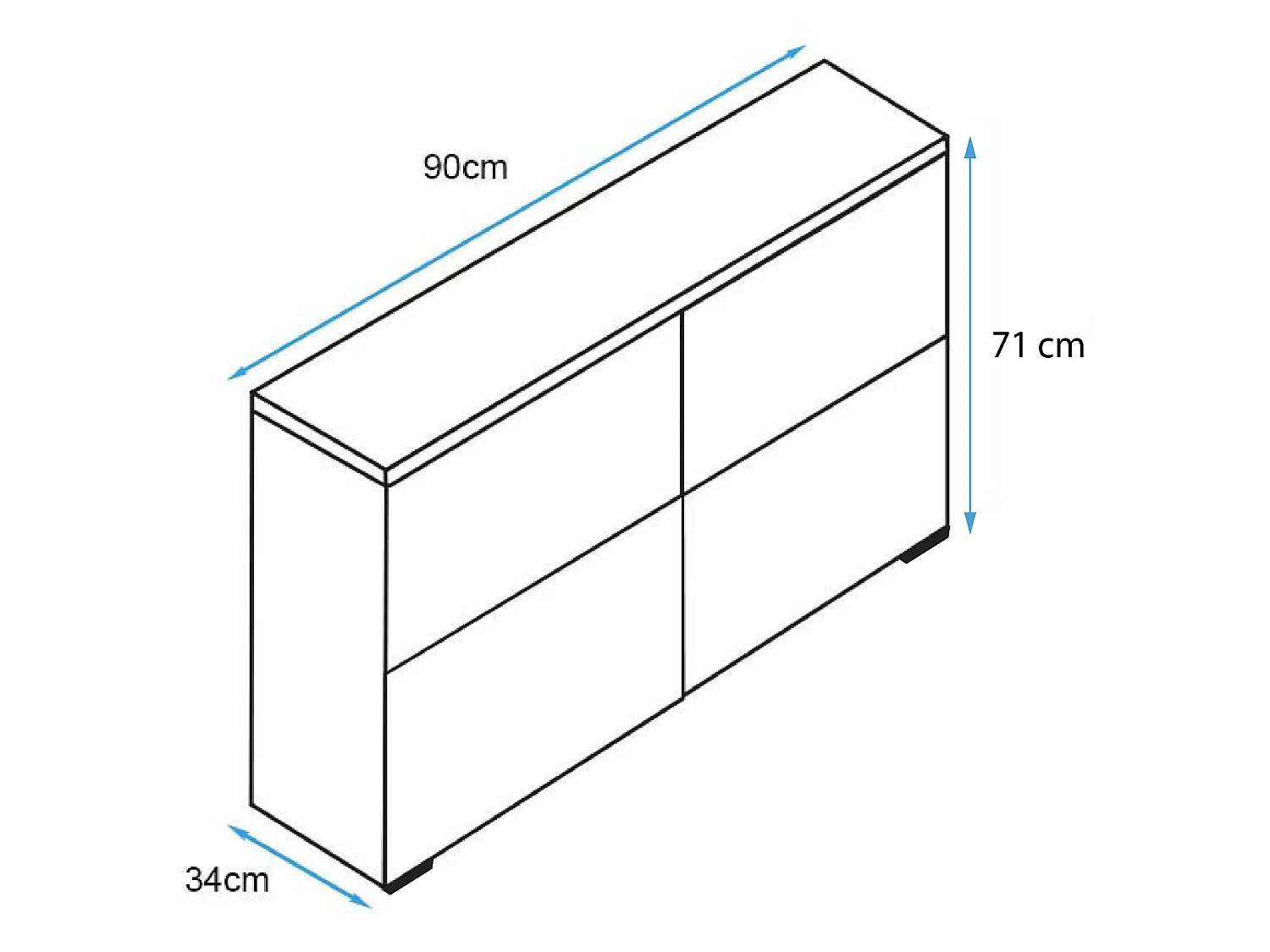 Aparador para Salón comedor en Blanco y Sonoma 90x34x68cm Zoel