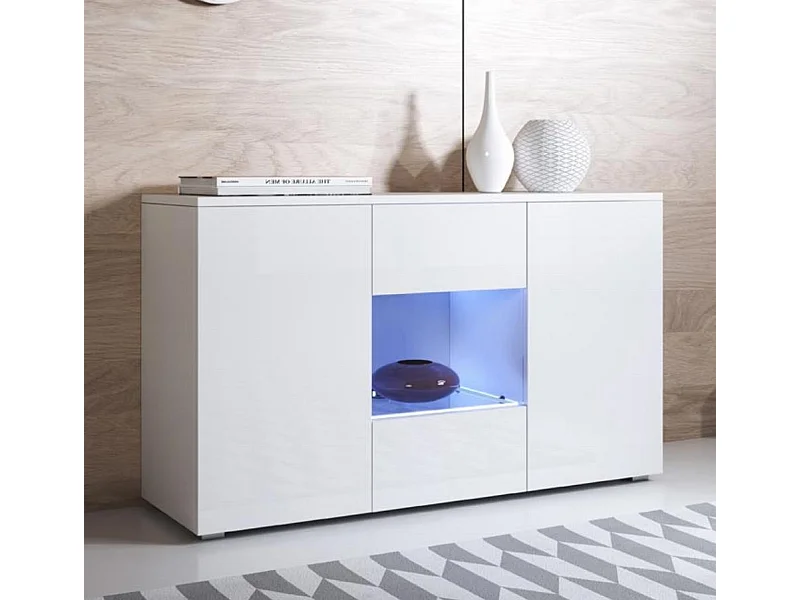 Aparador para Salón comedor en Blanco con LED 120x40x72cm Luke A2