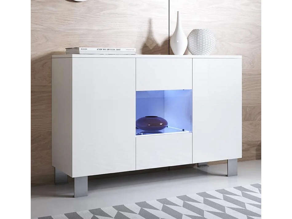 Aparador para Salón comedor en Blanco con LED 120x40x82cm Luke A2