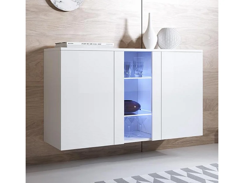 Aparador para Salón comedor en Blanco con LED 120x40x70cm Luke A1