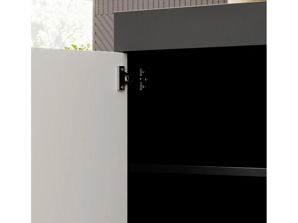 Bahut Buffet pour Salon Salle à manger en Noir et Blanc avec LED 135x34x73cm Sefora