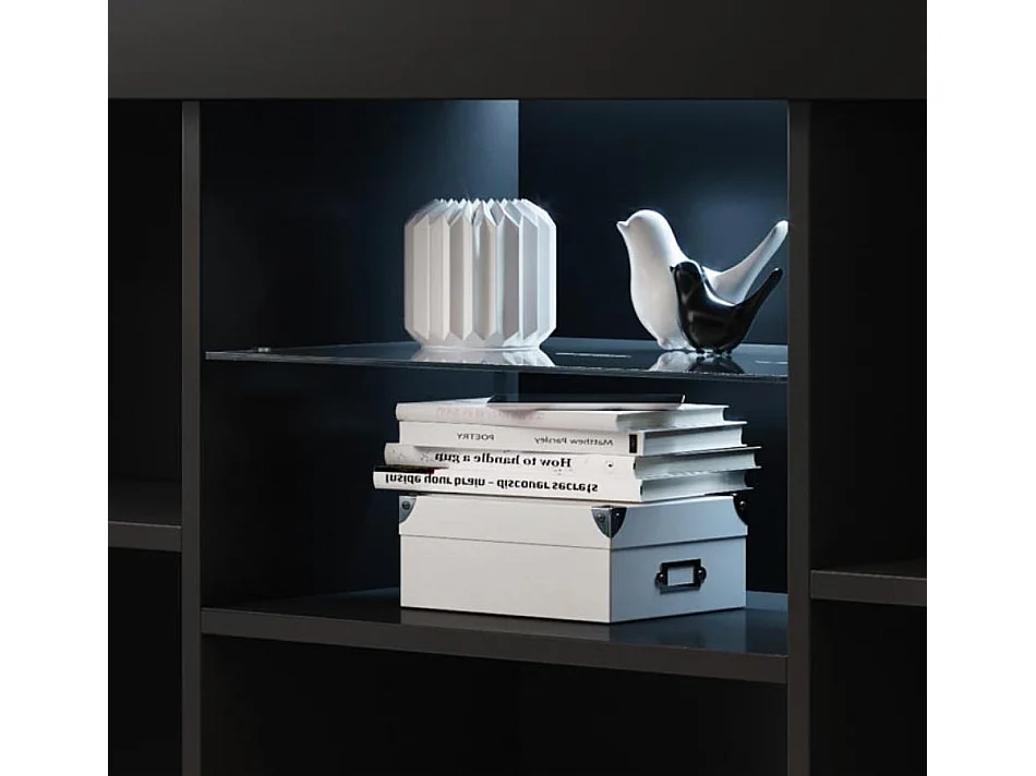 Aparador para Salón comedor en Negro con LED 150x40x80cm Natolia