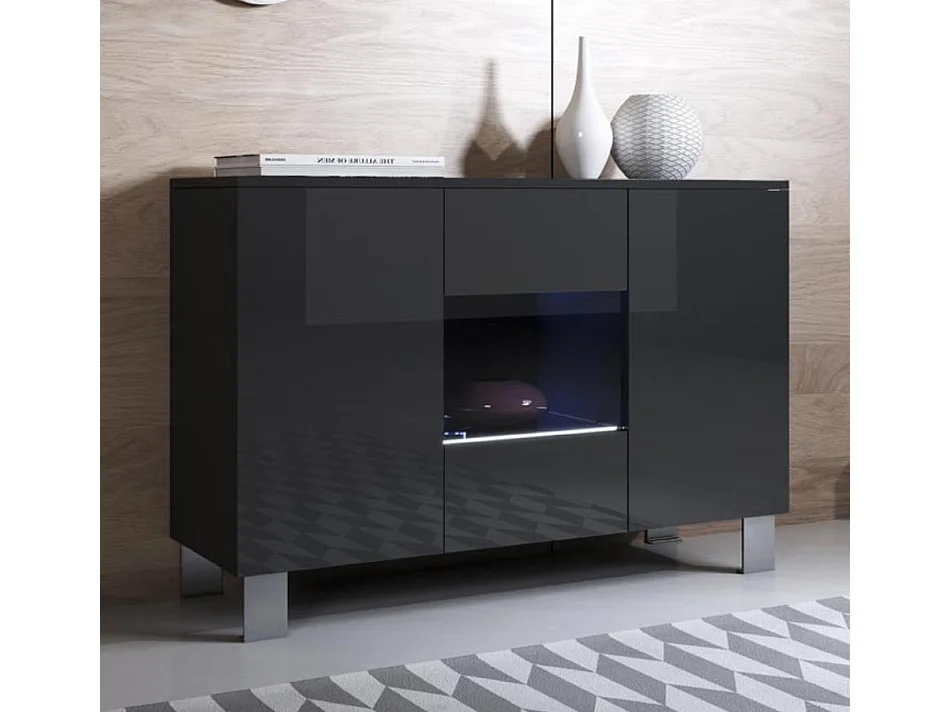 Aparador para Salón comedor en Negro con LED 120x40x82cm Luke A2