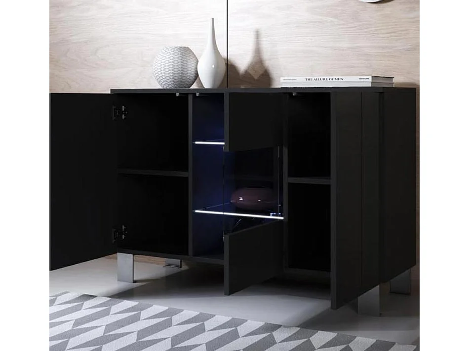 Aparador para Salón comedor en Negro con LED 120x40x82cm Luke A2