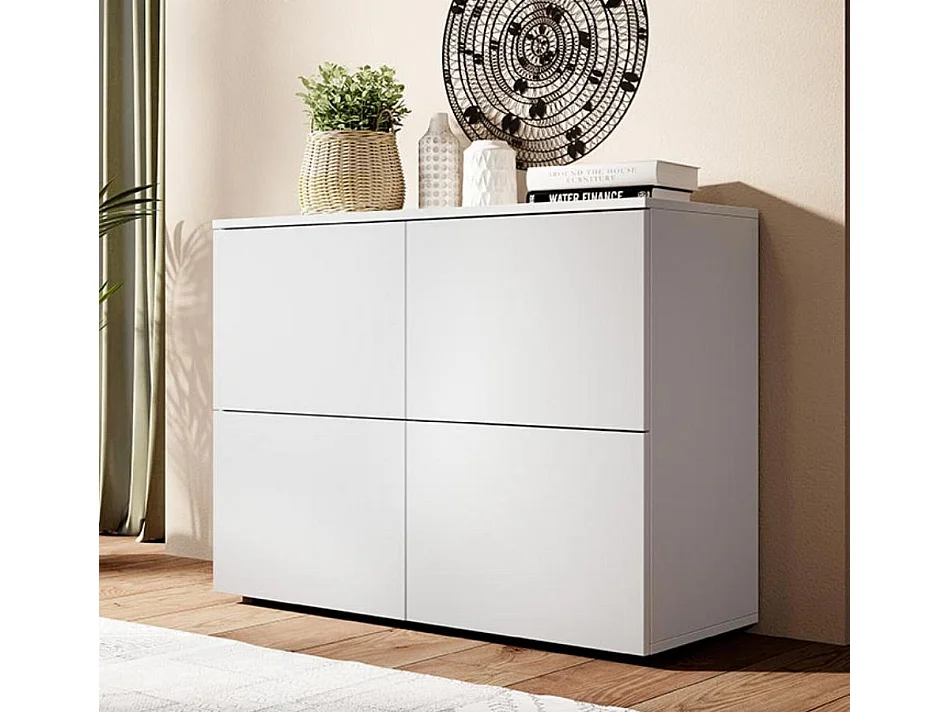 Bahut Buffet pour Salon Salle à manger en Blanc 90x34x68cm Zoel