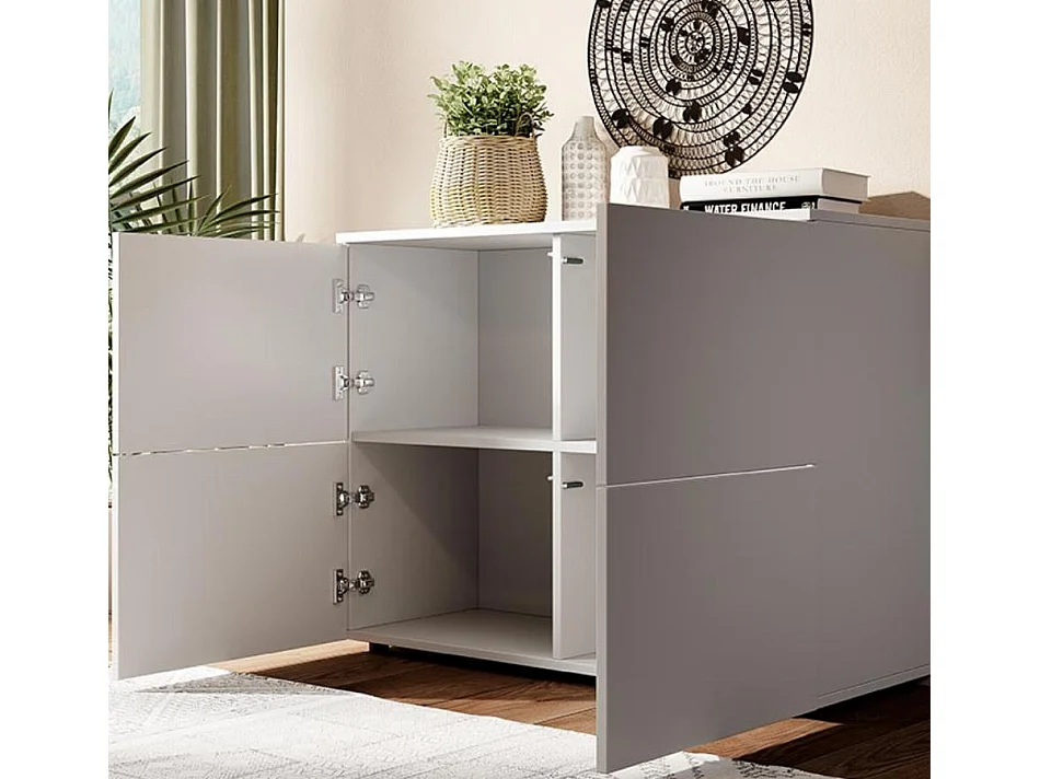 Bahut Buffet pour Salon Salle à manger en Blanc 90x34x68cm Zoel