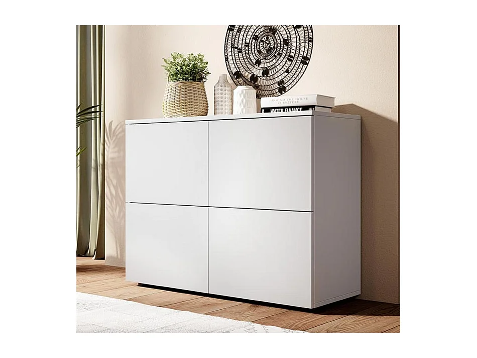 Bahut Buffet pour Salon Salle à manger en Blanc 90x34x68cm Zoel