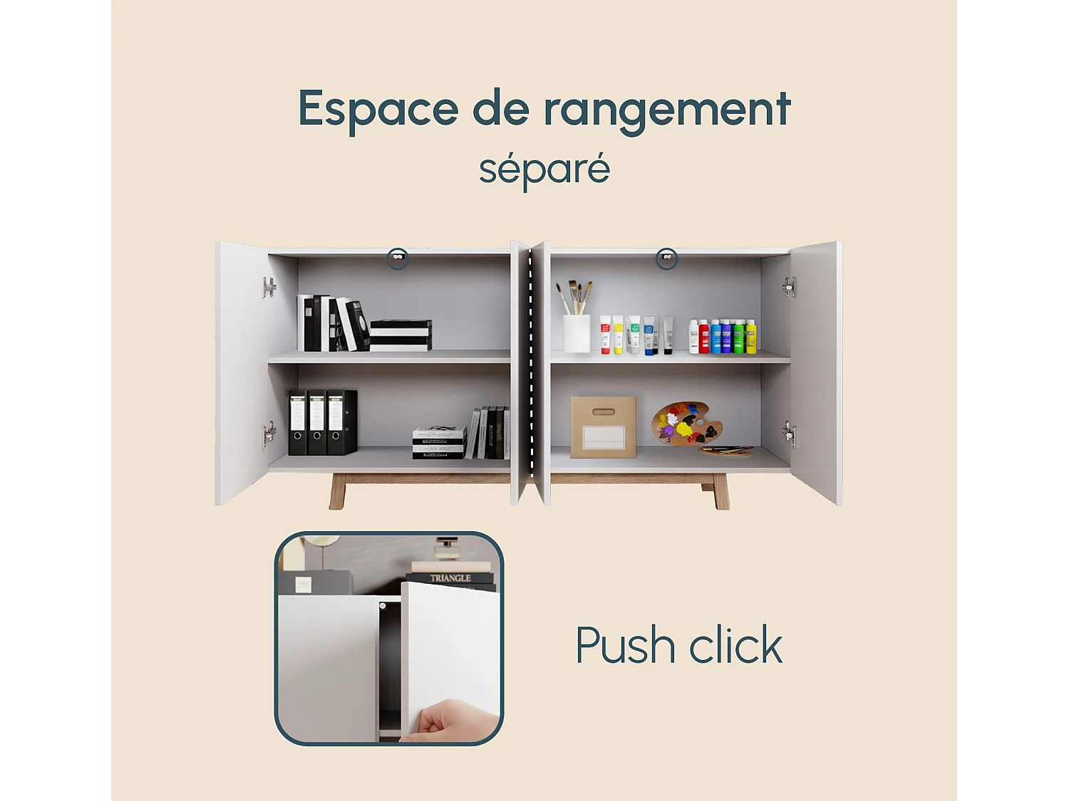 Bahut Buffet pour Salon Salle à manger en Blanc avec LED 160x40x79cm Siena