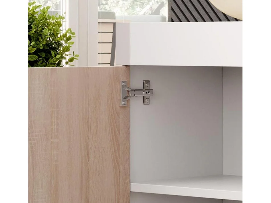 Aparador para Salón comedor en Blanco y Sonoma con LED 135x34x73cm Sefora