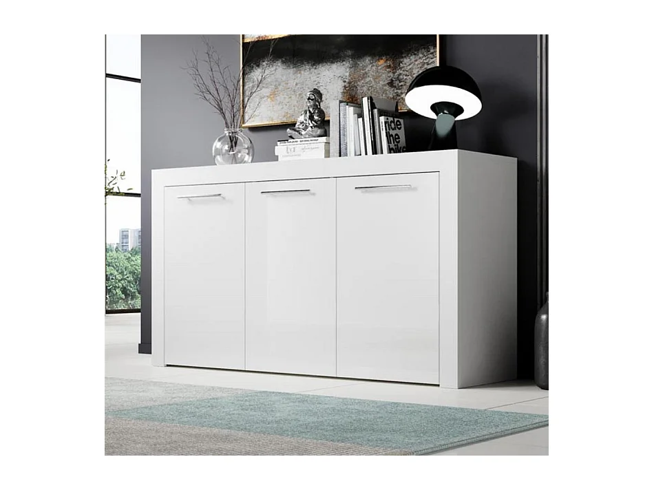 Bahut Buffet pour Salon Salle à manger en Blanc 144x42x80cm Nelia