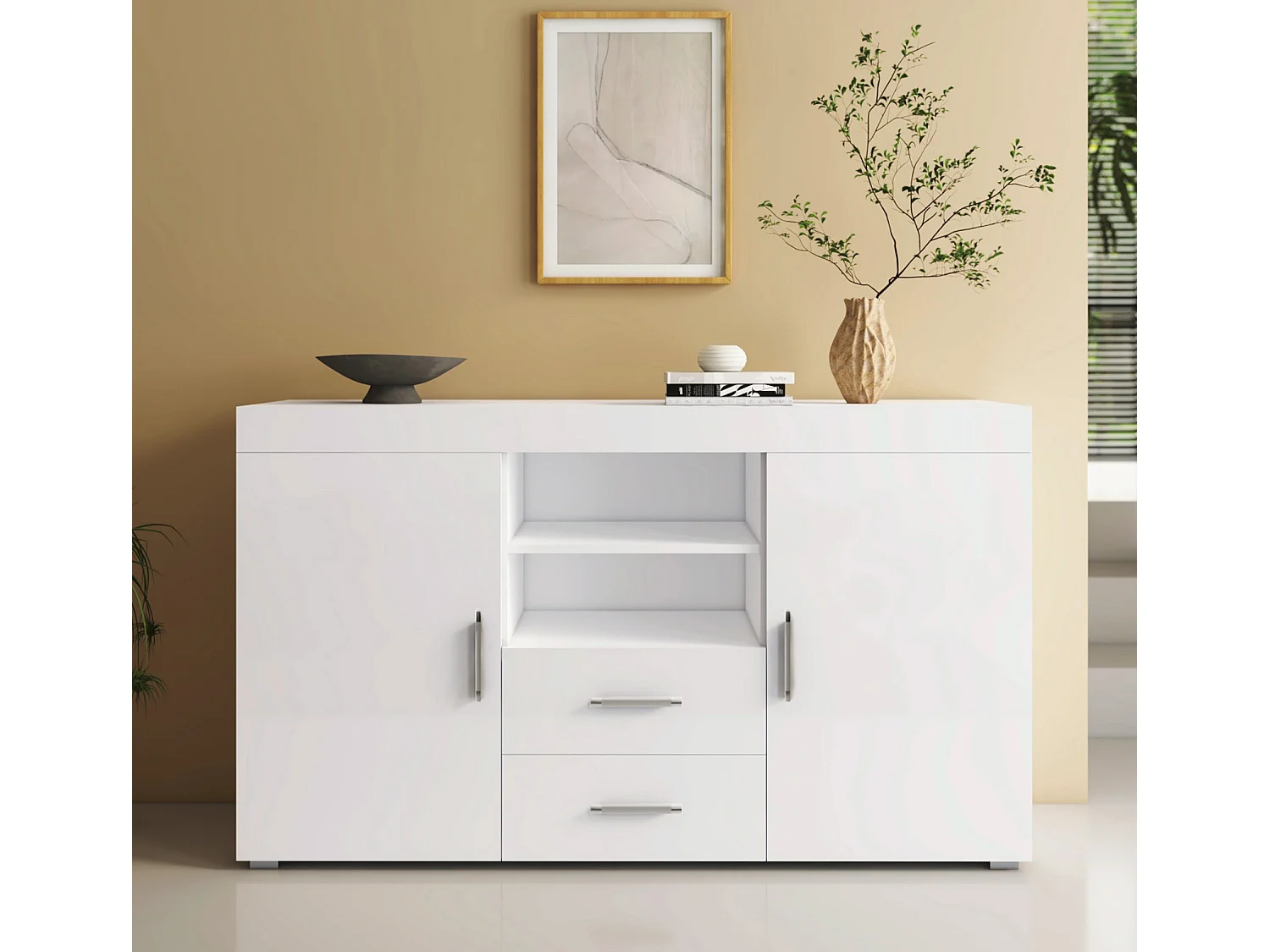 Aparador para Salón comedor en Blanco 140x40x80cm Roque