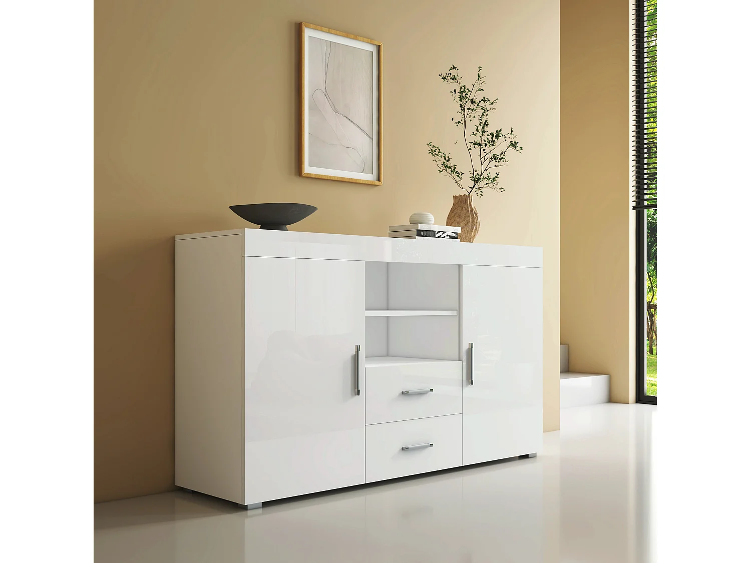 Aparador para Salón comedor en Blanco 140x40x80cm Roque