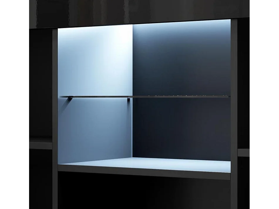 Aparador para Salón comedor en Negro con LED 135x34x73cm Sefora