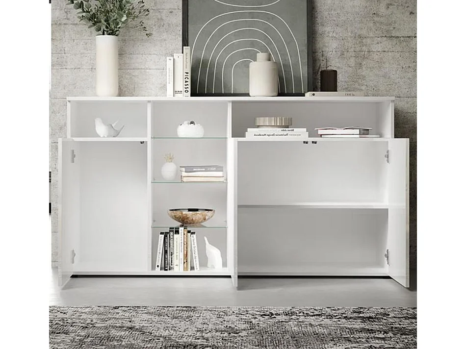 Aparador para Salón comedor en Blanco con LED 150x40x82cm Luke A1