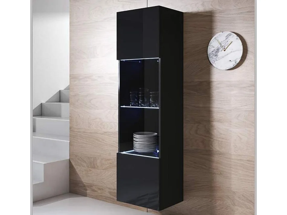 Vitrina para Salón comedor en Negro con LED 40x29x165cm Luke V6