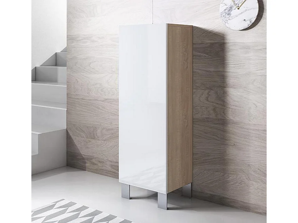 Vitrine pour Salon Salle à manger en Sonoma et Blanc 40x29x138cm Luke V1