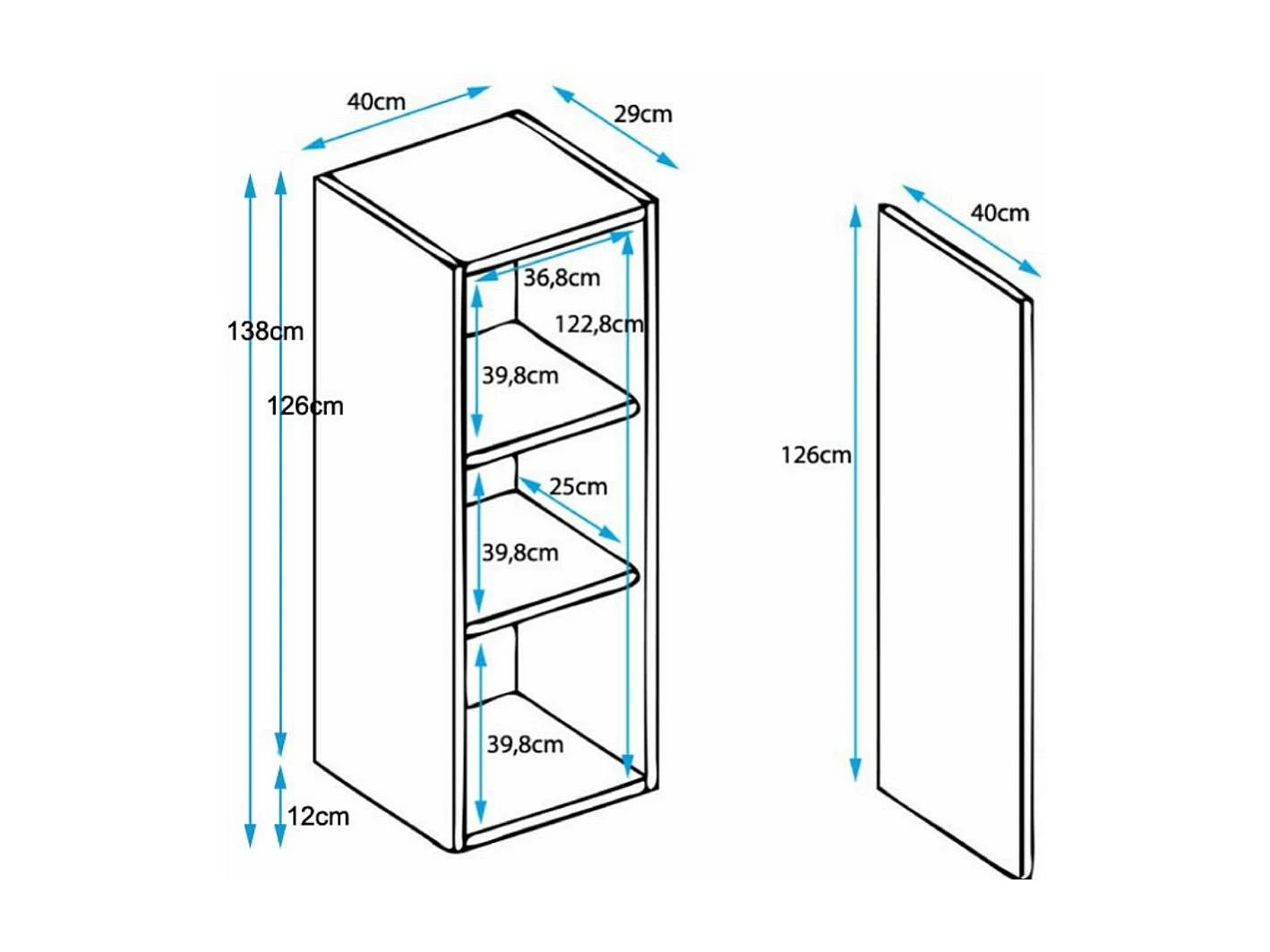 Vitrine pour Salon Salle à manger en Sonoma et Blanc 40x29x138cm Luke V1