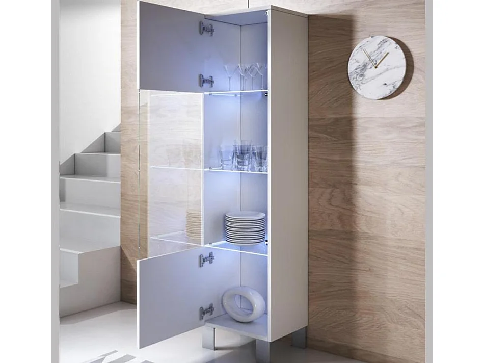 Vitrina para Salón comedor en Blanco con LED 40x29x177cm Luke V6