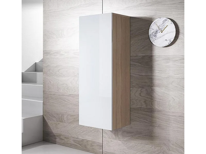 Armario colgante para Salón comedor en Sonoma y Blanco 40x29x126cm Luke V1