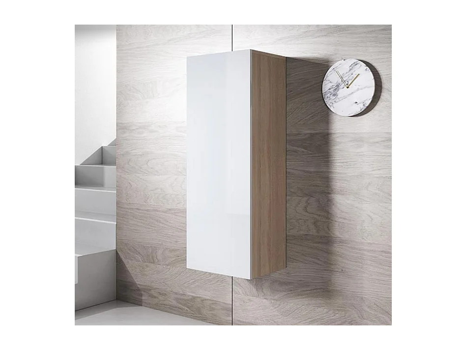 Armoire murale pour Salon Salle à manger en Sonoma et Blanc 40x29x126cm Luke V1