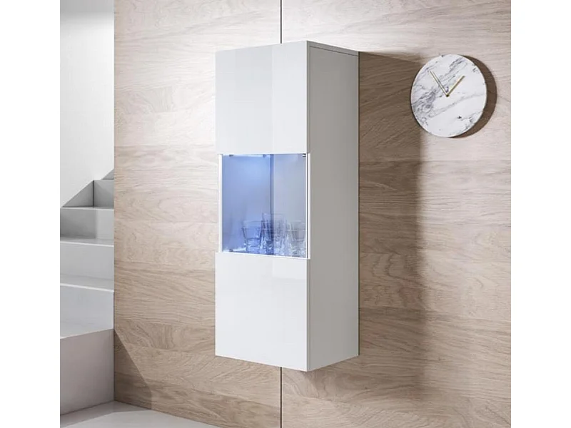 Vitrina para Salón comedor en Blanco con LED 40x29x126cm Luke V3
