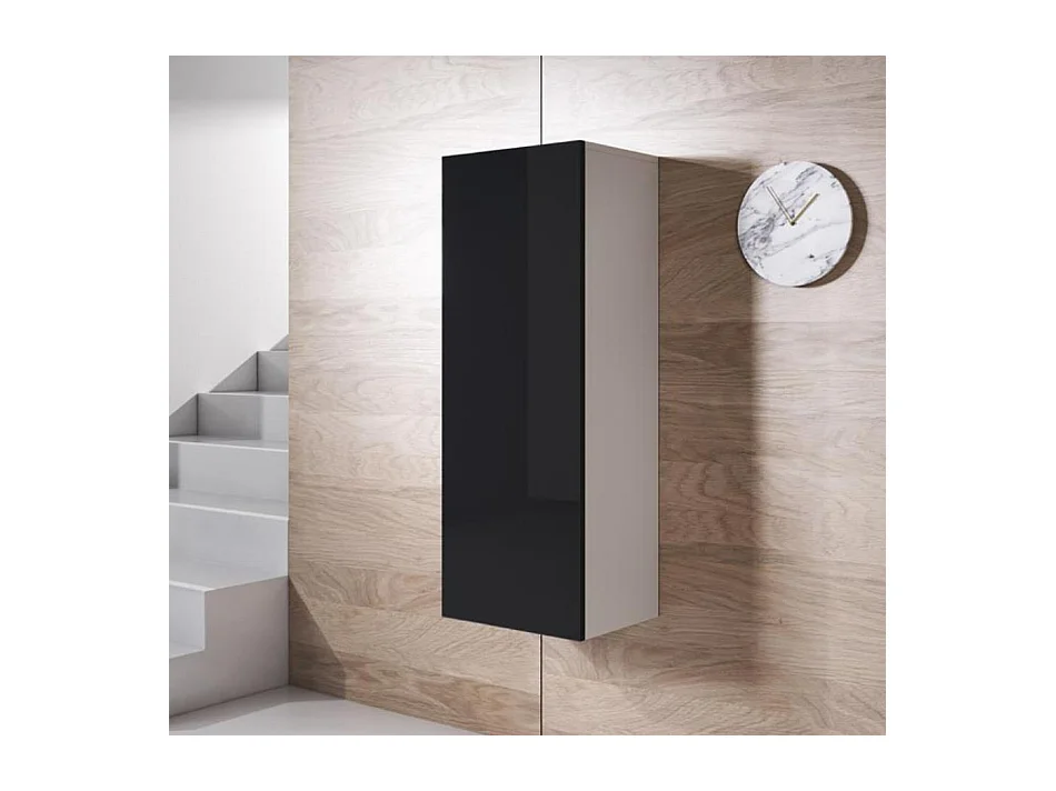 Vitrine pour Salon Salle à manger en Blanc et Noir 40x29x126cm Luke V1